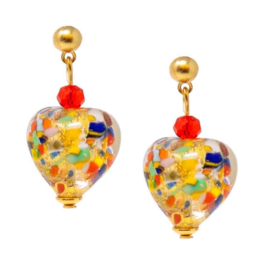 Confetti Venetian Glass Heart Earrings