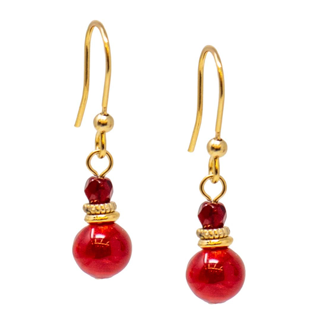 Red Venetian Glass Dew Drop Earrings
