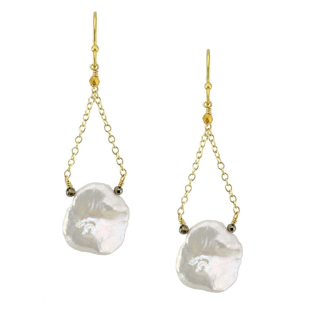 Hanging Coin Pearl Earrings