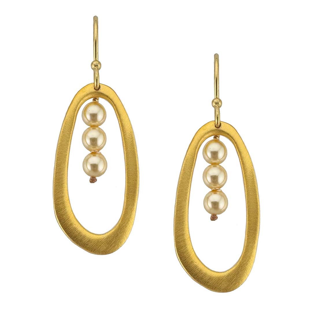 Tripe Pearl Oval Earrings