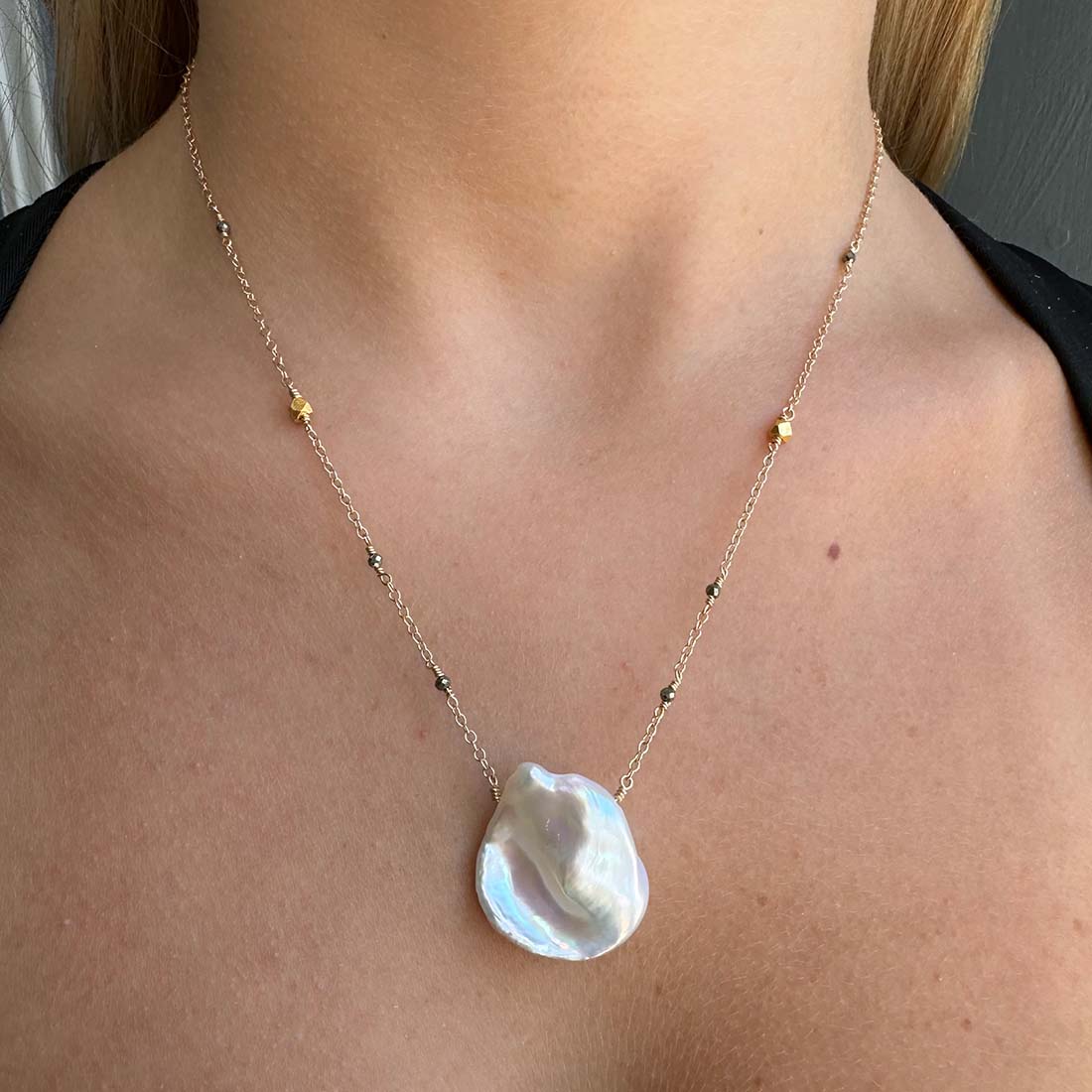 Large Coin Pearl Necklace