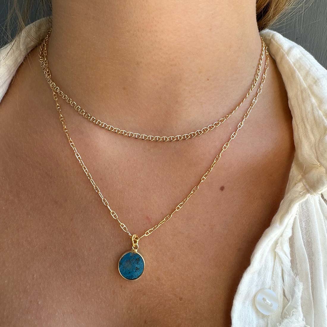 Chrysocolla Coin Pendant