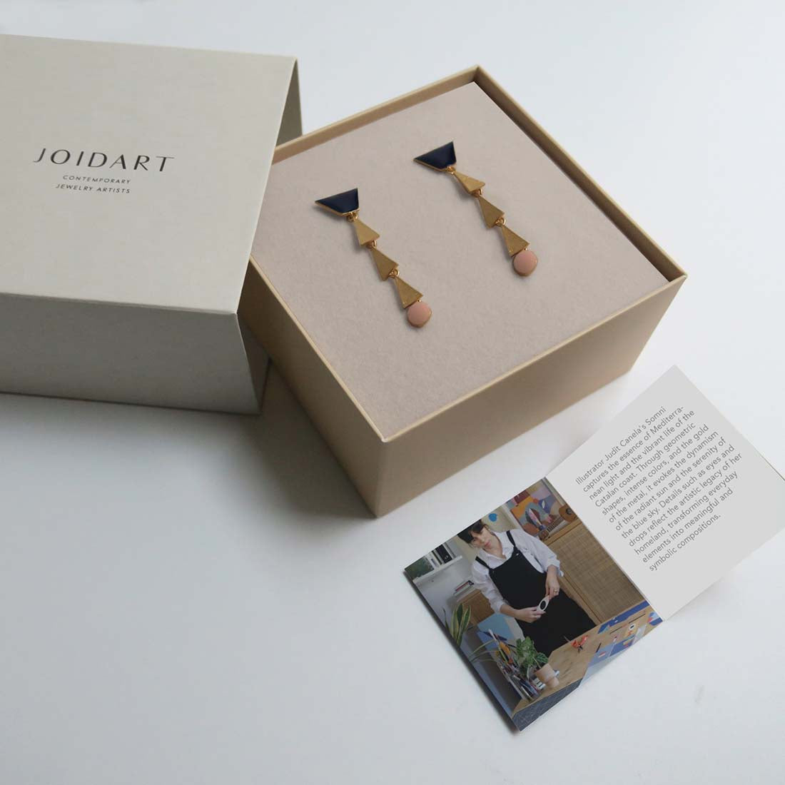 Pink & Blue Long Somni Enamel Earrings