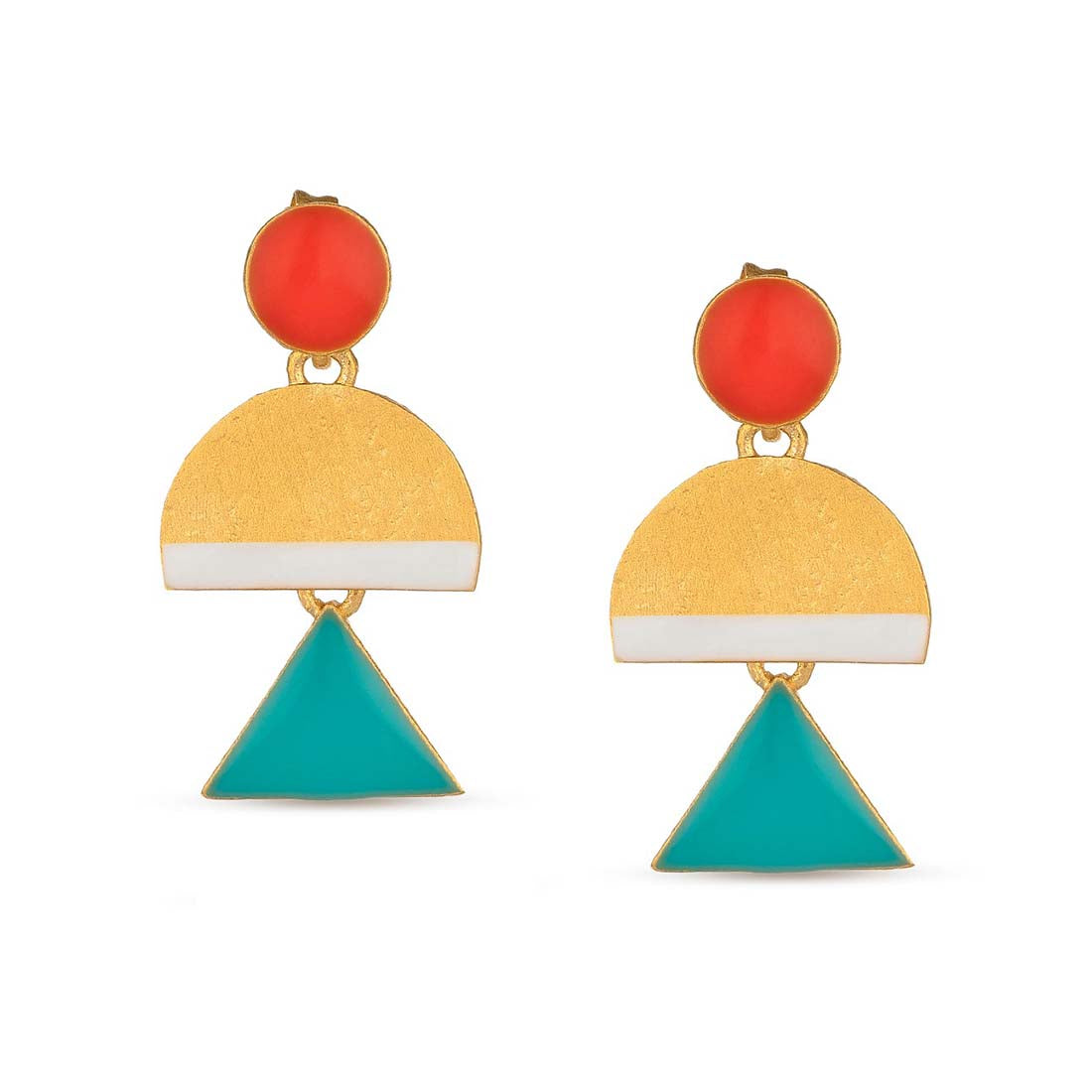 Pair of earrings with geometric design on a white background