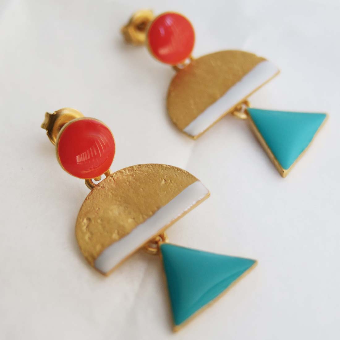 Red & Turquoise Somni Enamel Earrings
