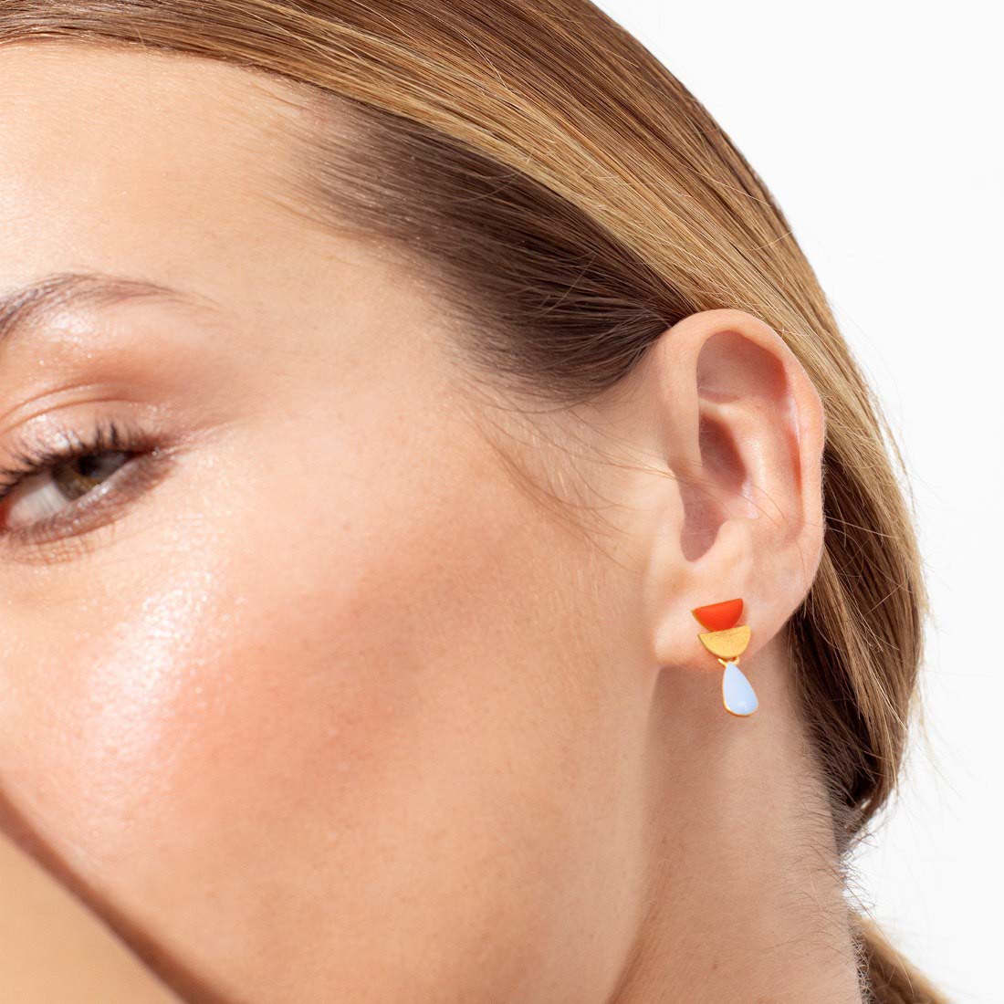 Red & Blue Drop Somni Enamel Earrings