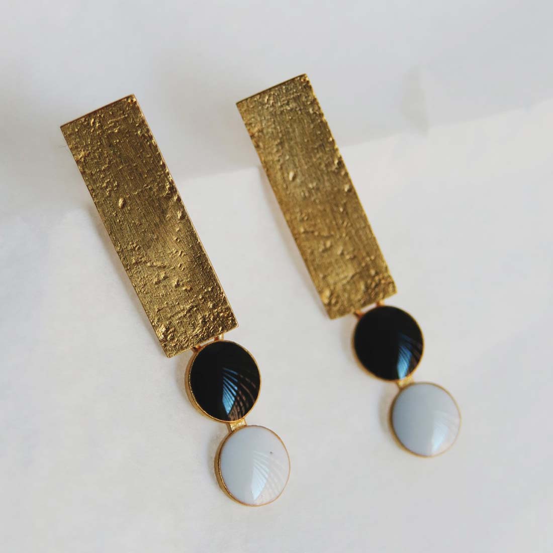 Black & White Somni Enamel Earrings