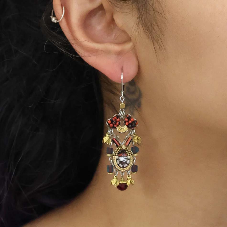 Long Noble Wine Earrings
