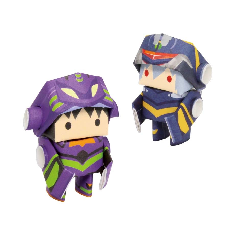 Two colorful robot figurines on a white background