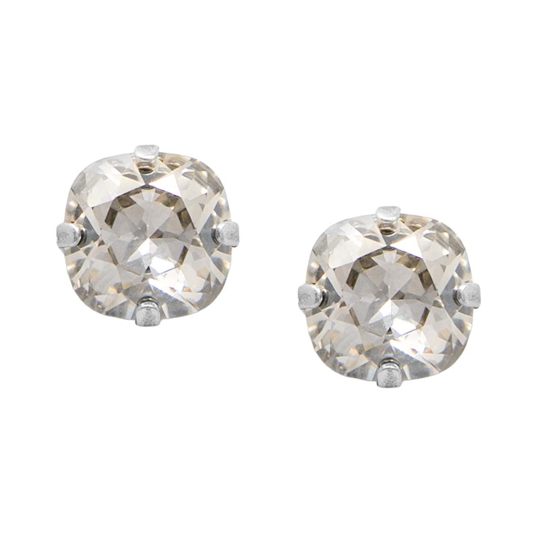 Pair of crystal stud earrings on a white background