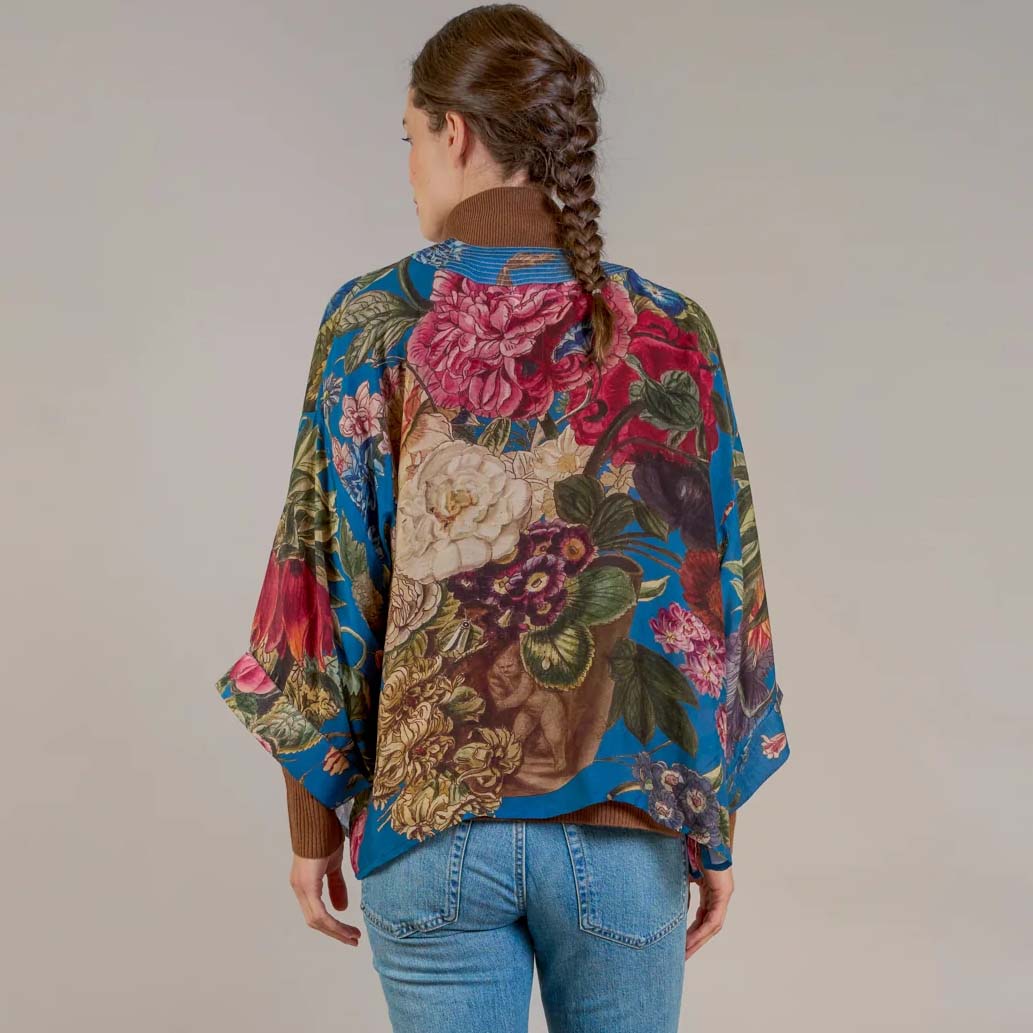 Primula Teal Short Kimono