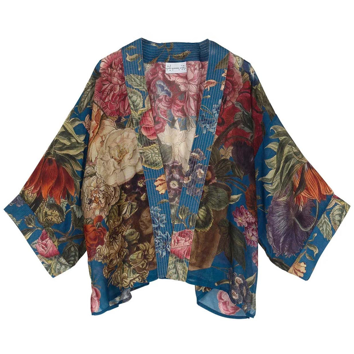 Colorful floral kimono on a white background
