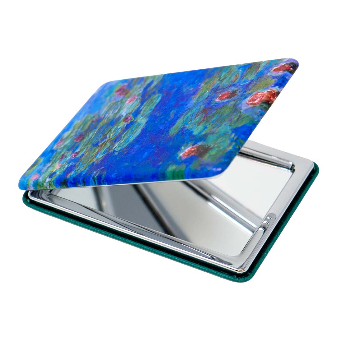 Compact mirror with a floral design on the cover