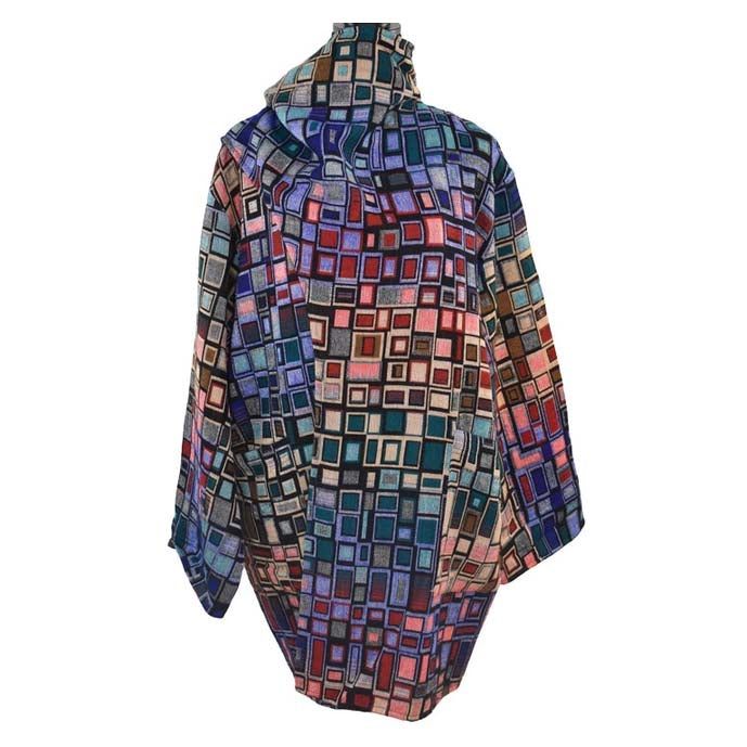 Multicolored patterned garment on a white background