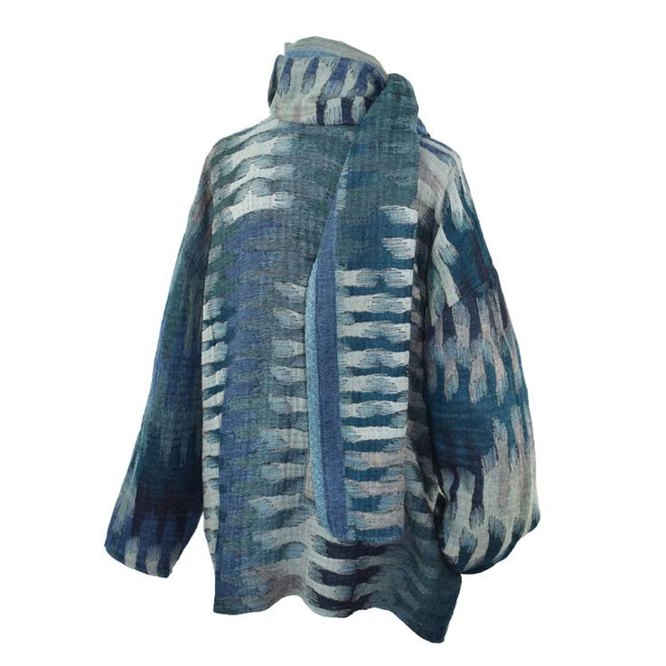 Zipper Head Sweater Jacket Wrap Coat with Scarf