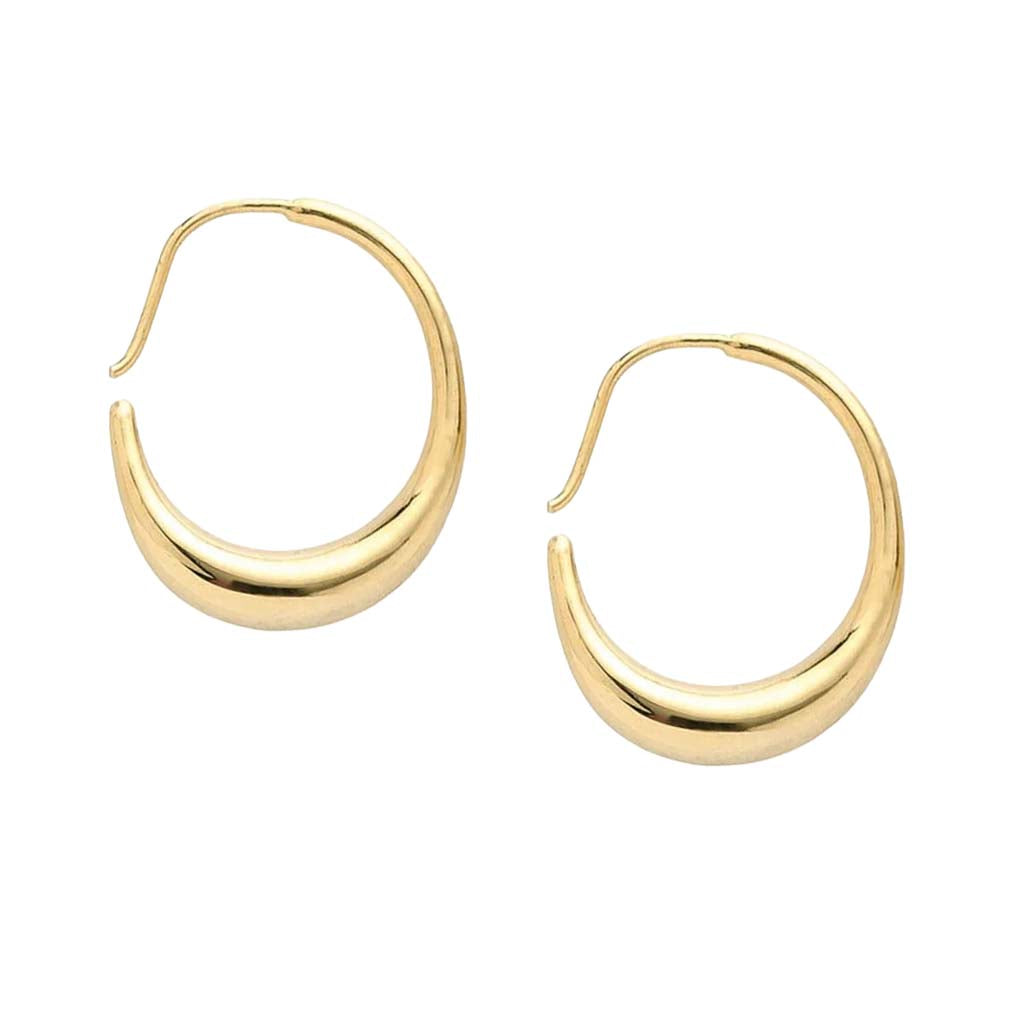 Gold hoop earrings on a white background