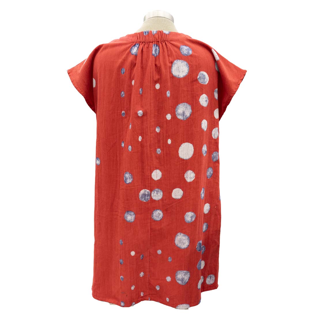 Red Corduroy Short Sleeve Tuck Dress