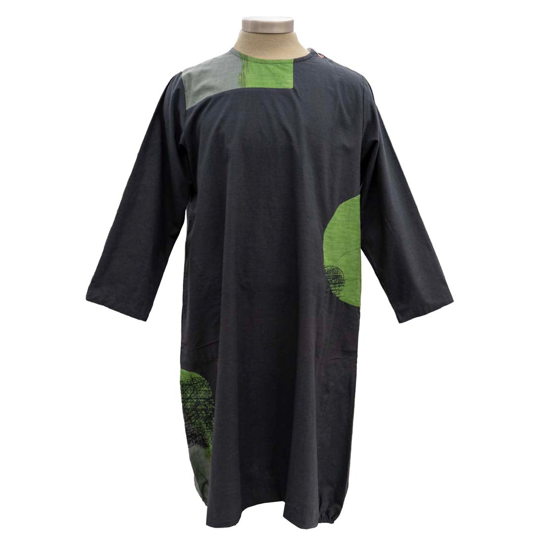 Black & Green Printed Panel Dress