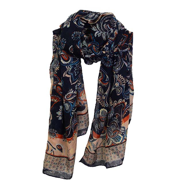 Multi Bold Paisley Tassel Scarf
