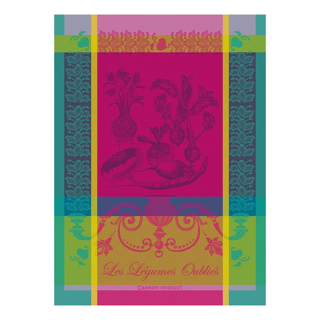 Legumes Oublies Fuchsia Jacquard Kitchen Towel