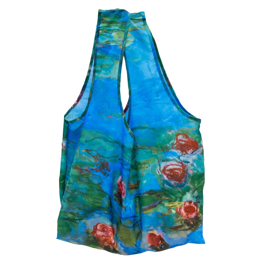 Reusable bag with floral design on a white background