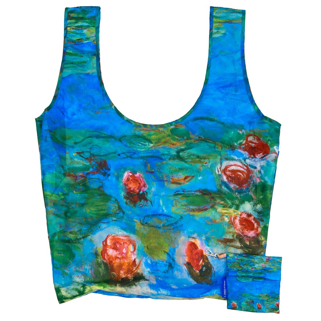 Reusable bag with floral design on a white background