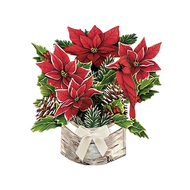 Mini Birch Poinsettia Bouquet Card