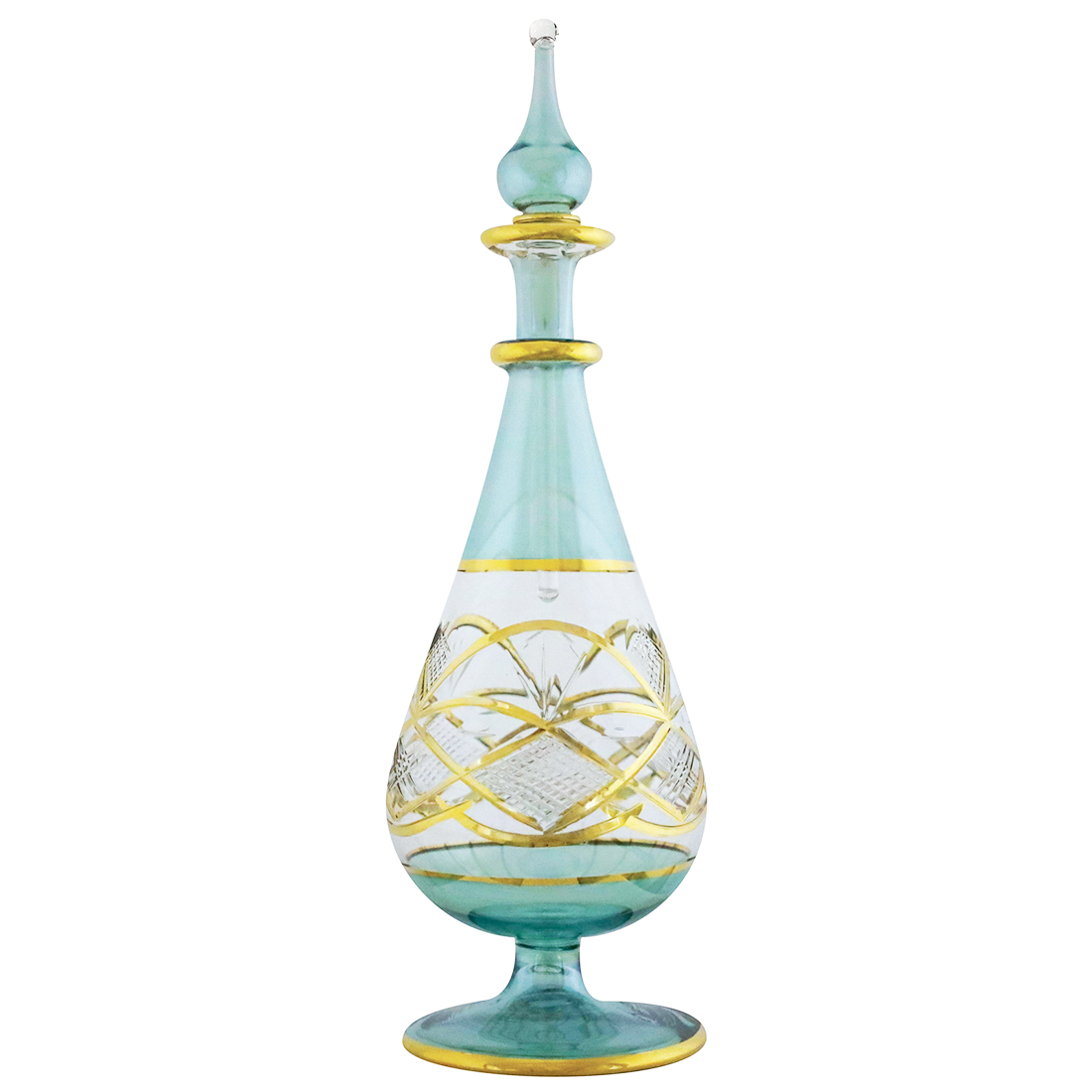 Green Luster Egyptian Glass Perfume Bottle