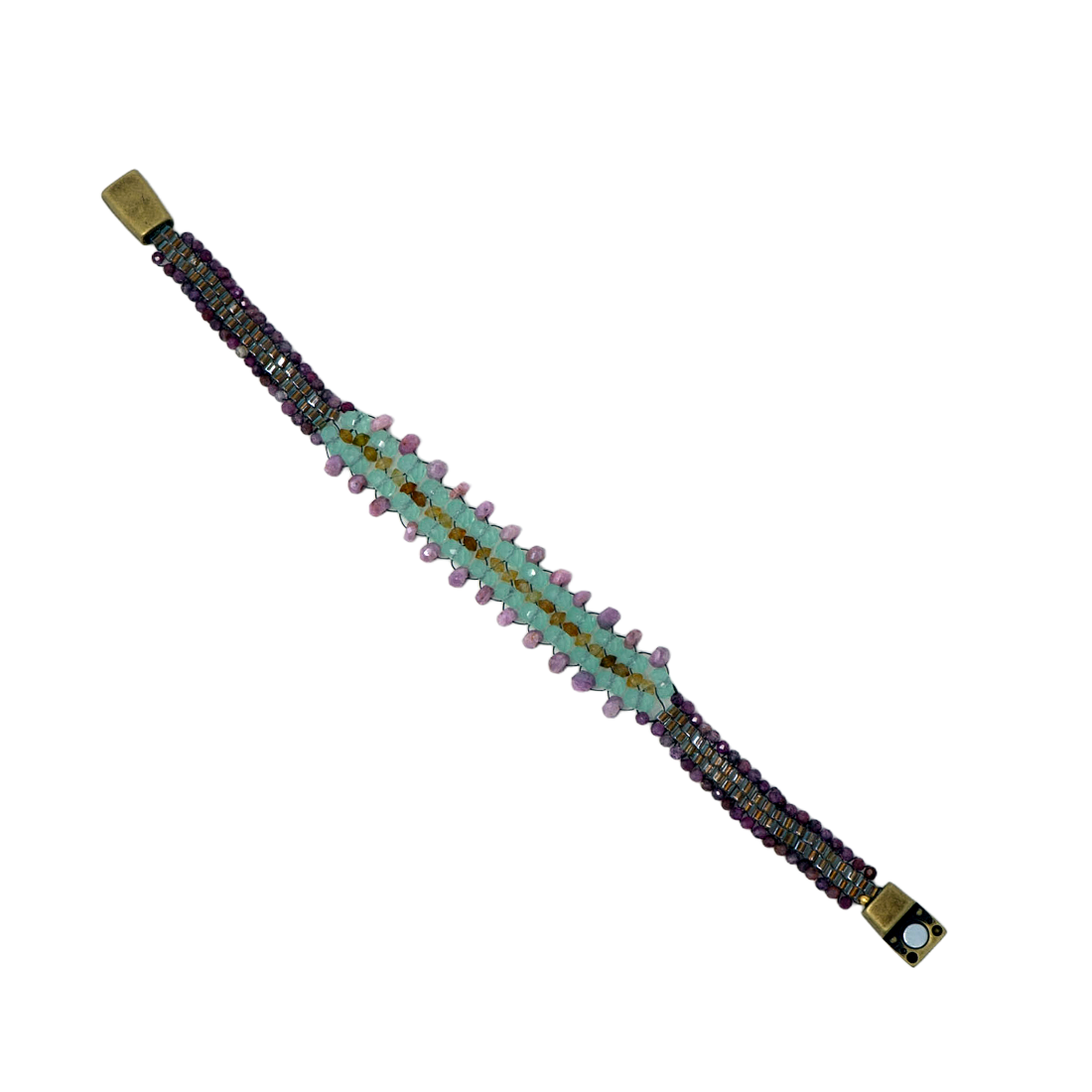 Multicolored beaded bracelet as a flat lay