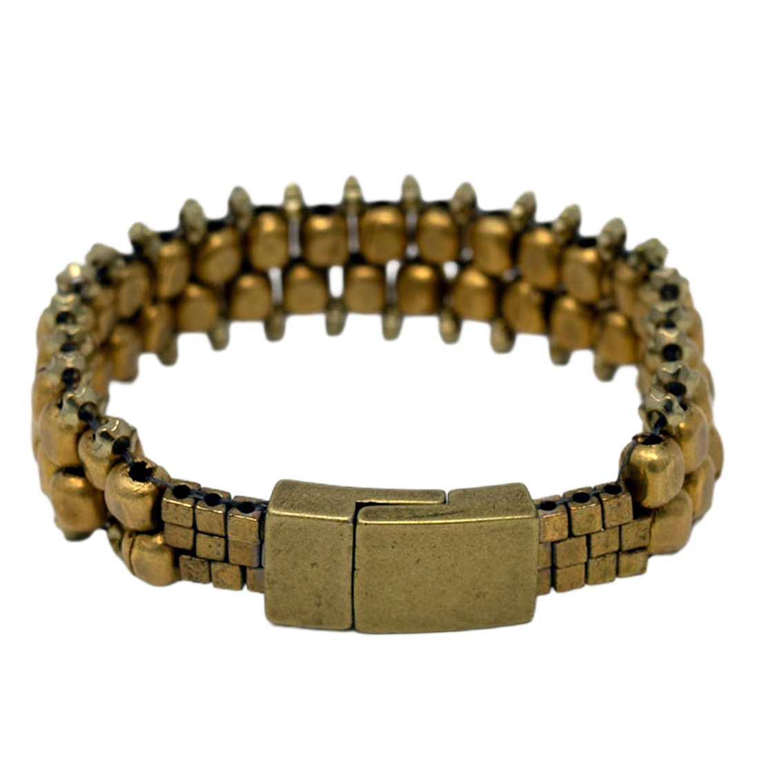 Beaded Brass Cubes Bracelet