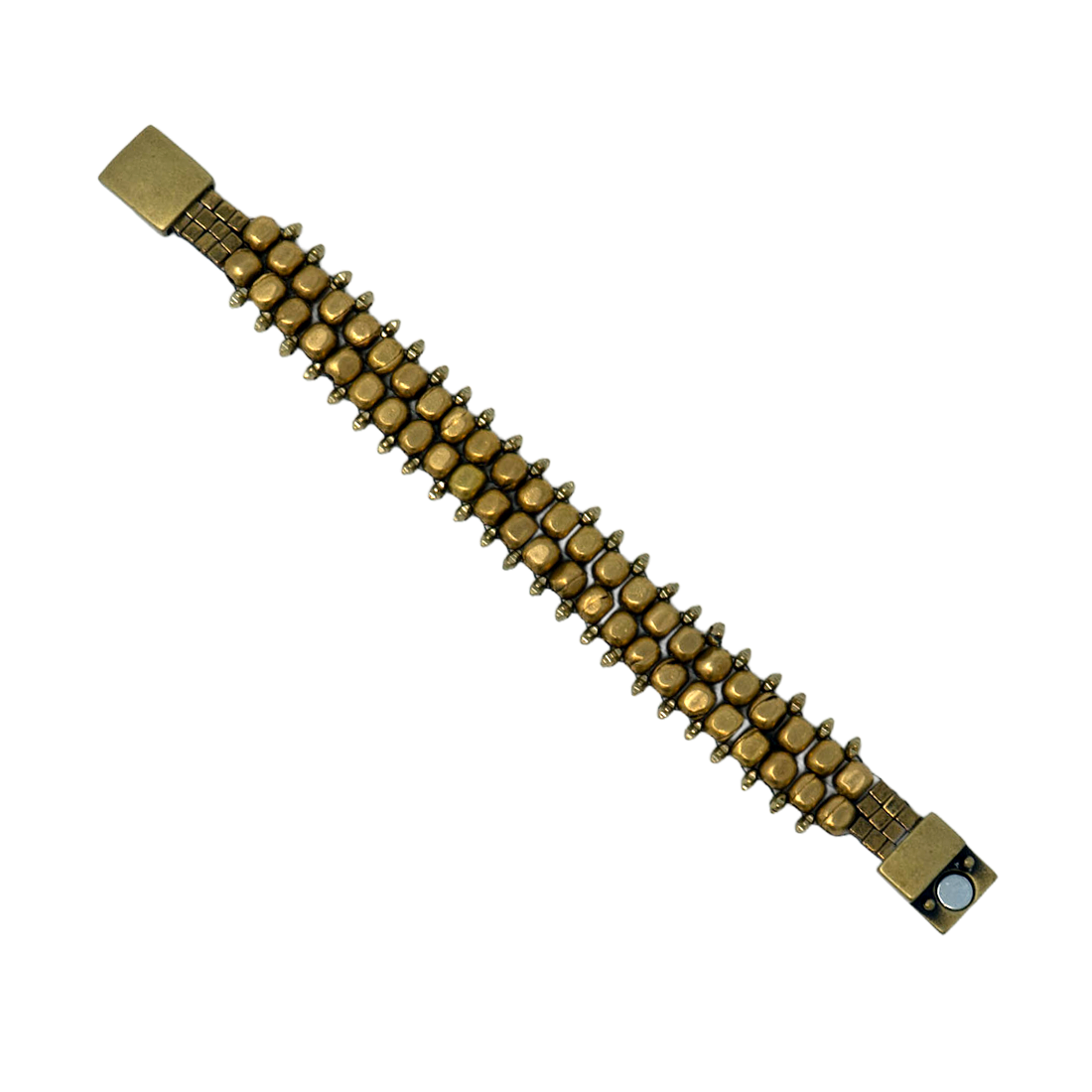 Beaded Brass Cubes Bracelet
