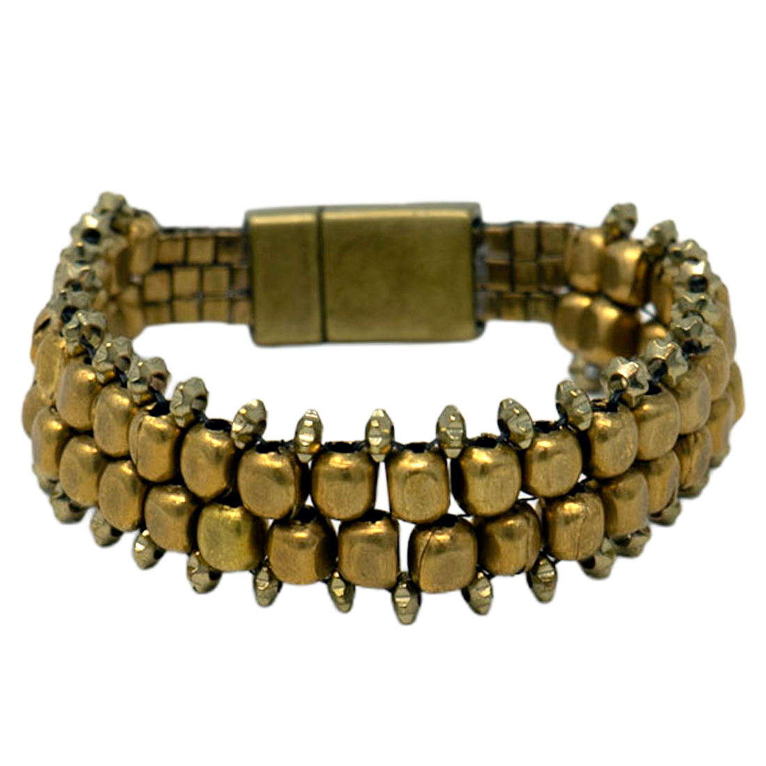 Beaded Brass Cubes Bracelet
