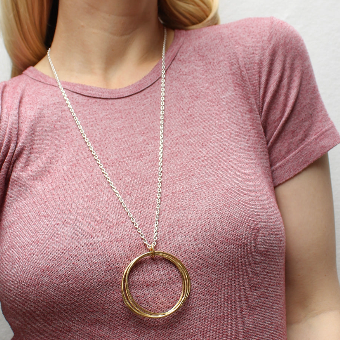 Large Ring Bunch Long Necklace