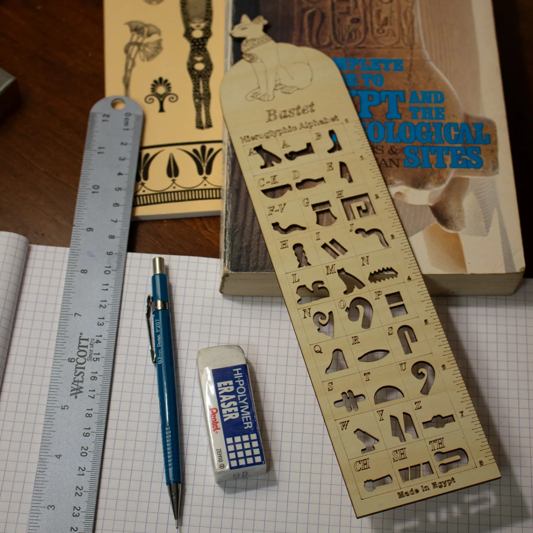 Bastet Cat Hieroglyphic Ruler