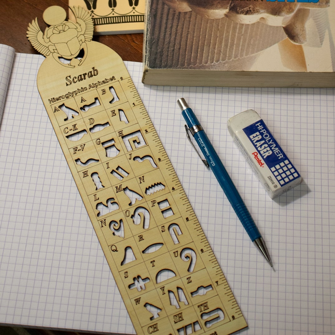 Winged Scarab Hieroglyphic Ruler
