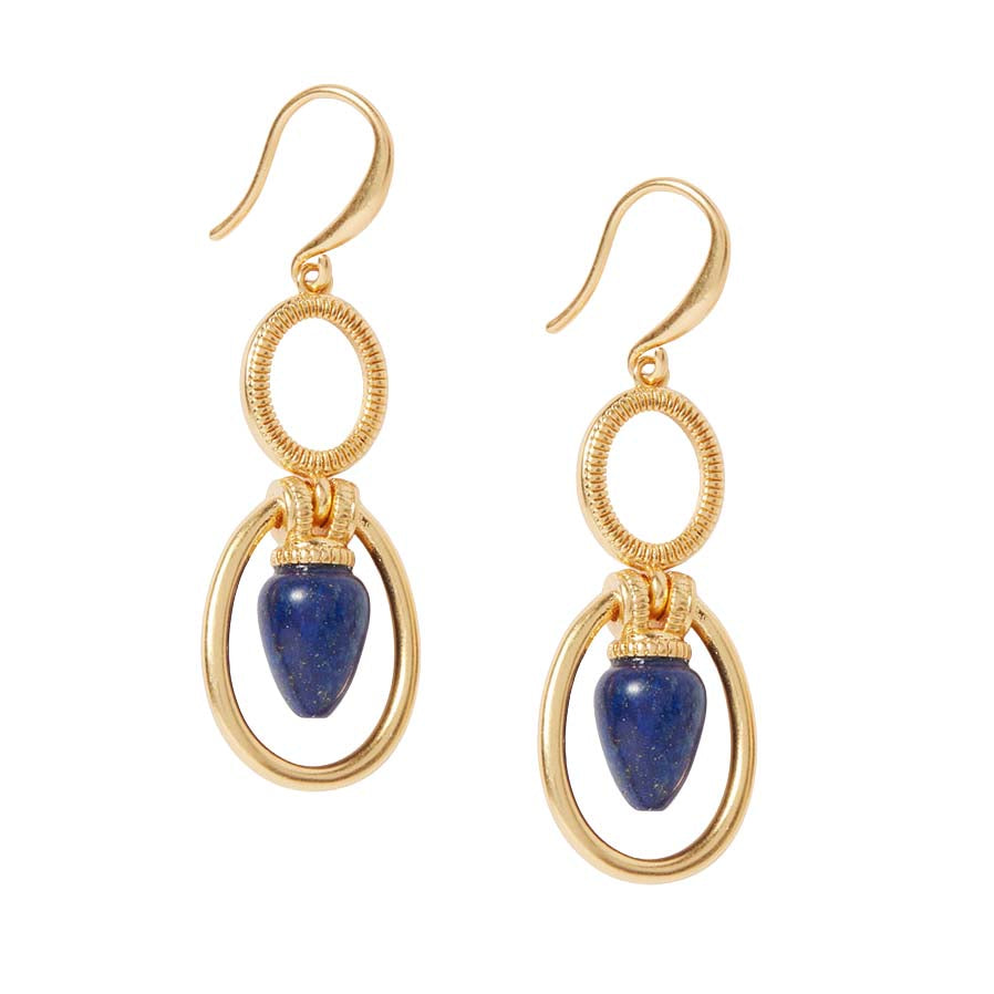 Etruscan Lapis Double-Drop Earrings