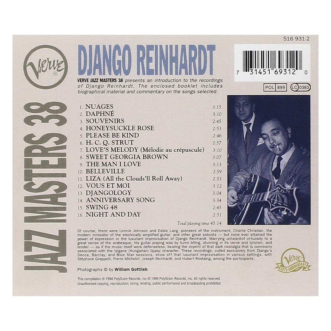 CD Django Reinhardt Verve Jazz Masters