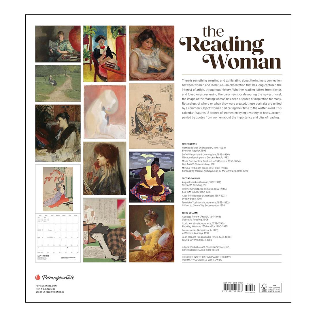 The Reading Woman 2025 Wall Calendar