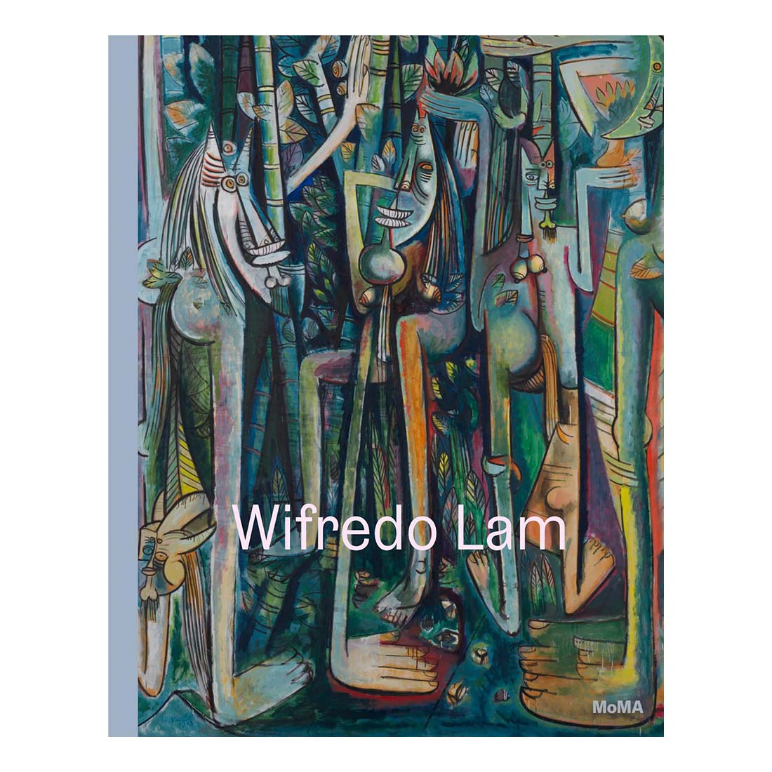 Book cover with abstract artwork and 'Wifredo Lam' text on a white background