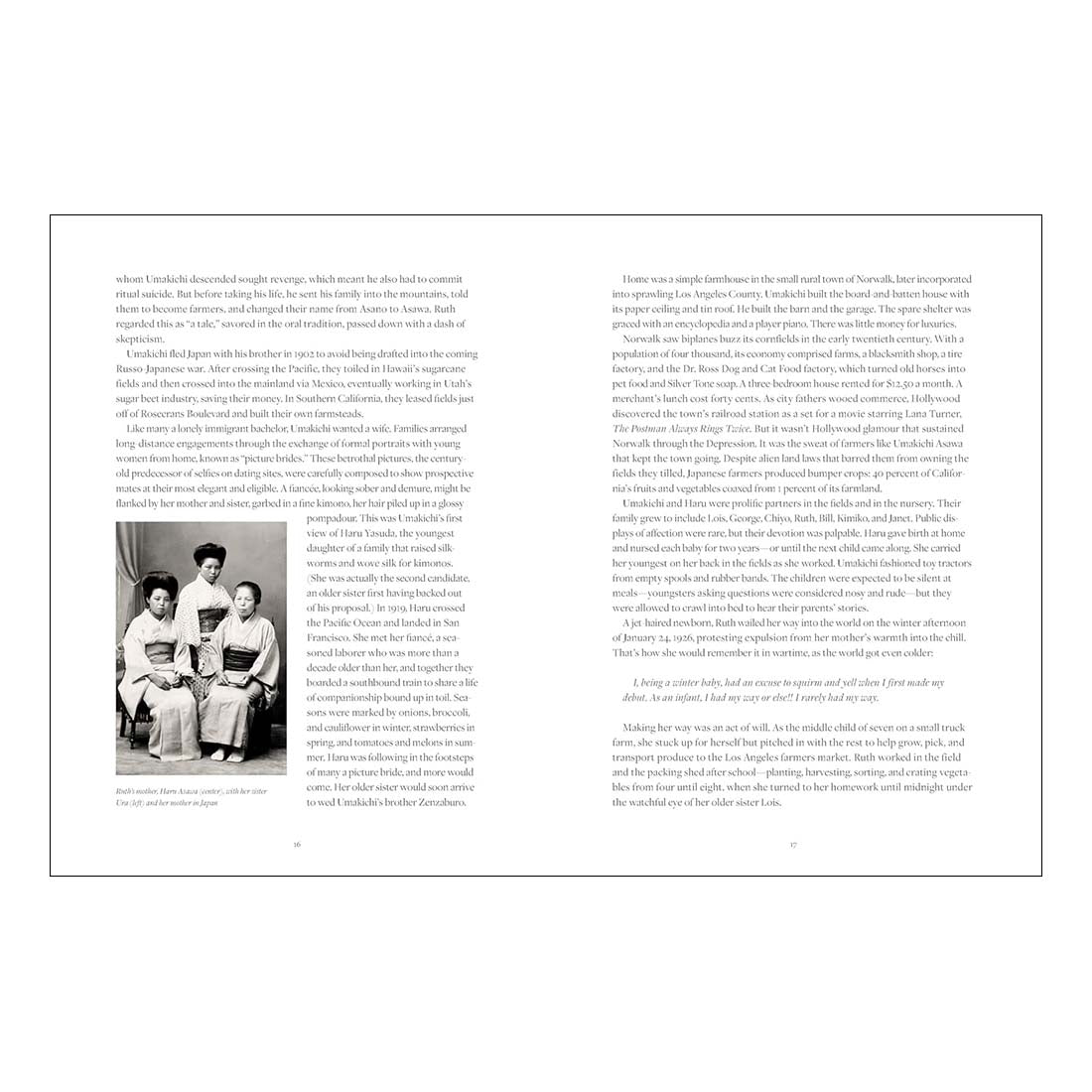 Black and white cover of the book 'Everything She Touched: The Life of Ruth Asawa' featuring an image of the artist Ruth Asawa with her hands on a sculpture.