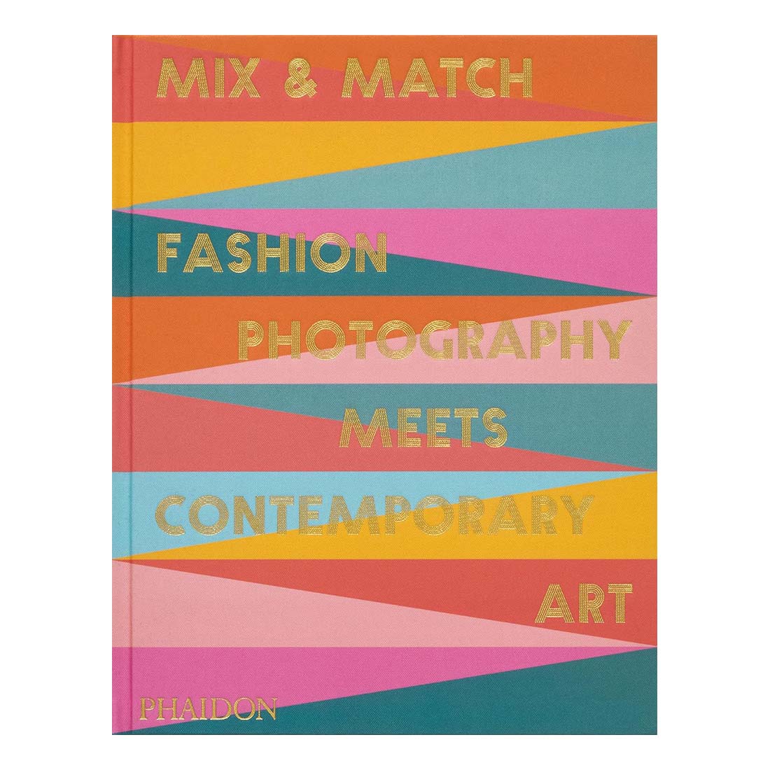 Book cover with colorful geometric design and text about fashion photography and contemporary art.