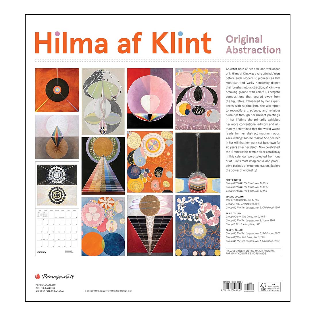 Hilma af Klint 2025 Wall Calendar