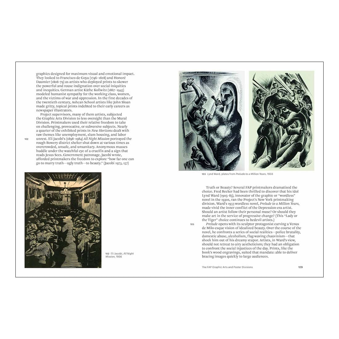 Book page with black and white illustrations and text on a white background