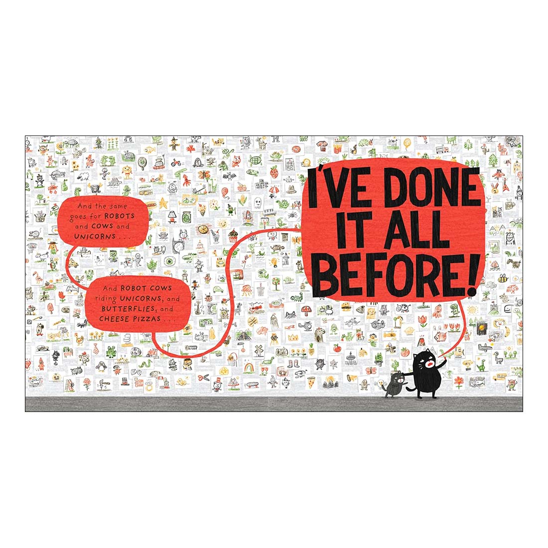 Cover of 'The Crayon Stub' picture book, showing a cartoon of a happy black cat holding a red crayon stub with a yellow background, and a smaller cat looking on.