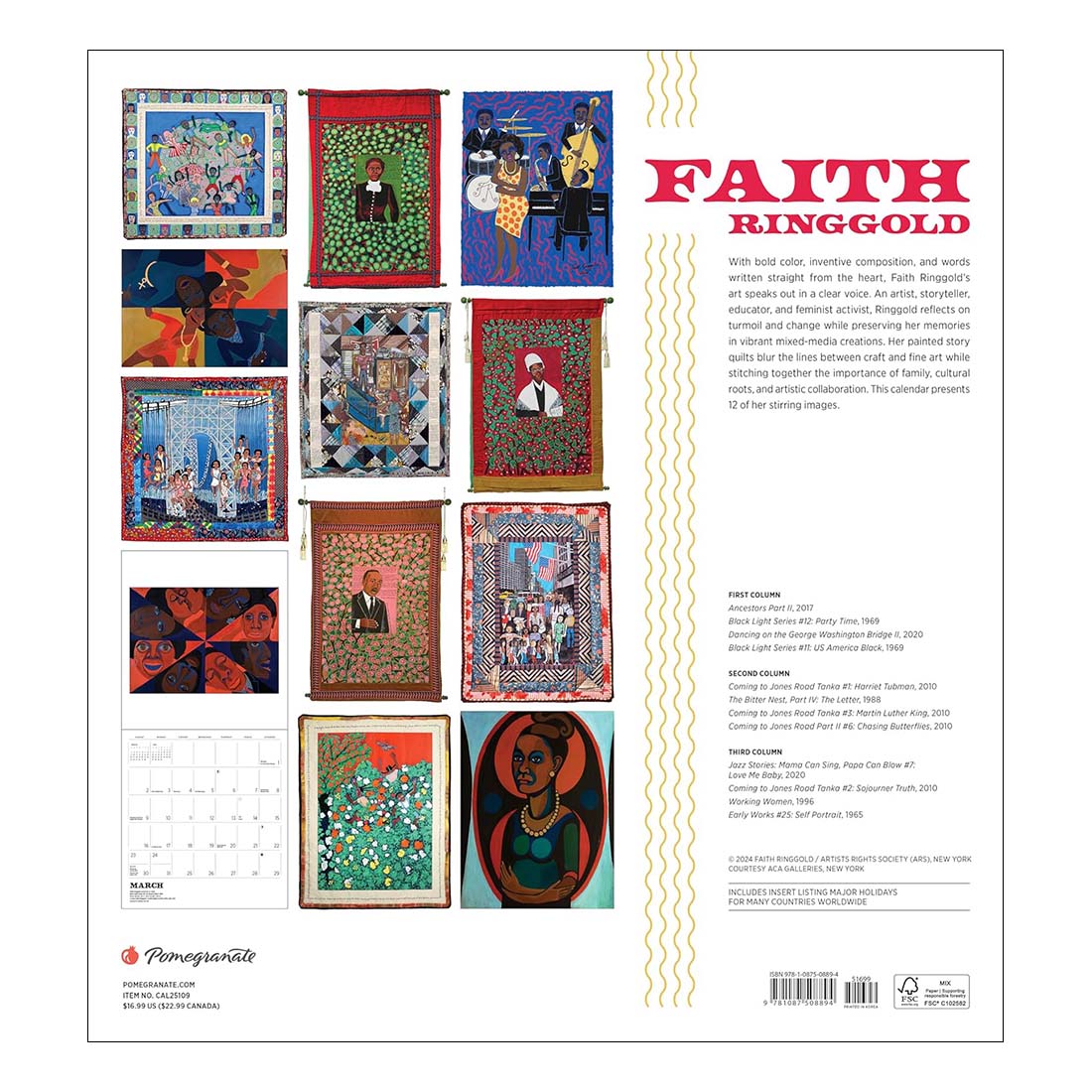 Faith Ringgold 2025 Wall Calendar