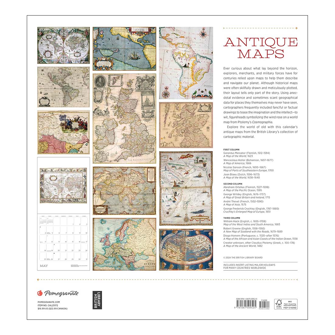 Antique Maps 2025 Wall Calendar