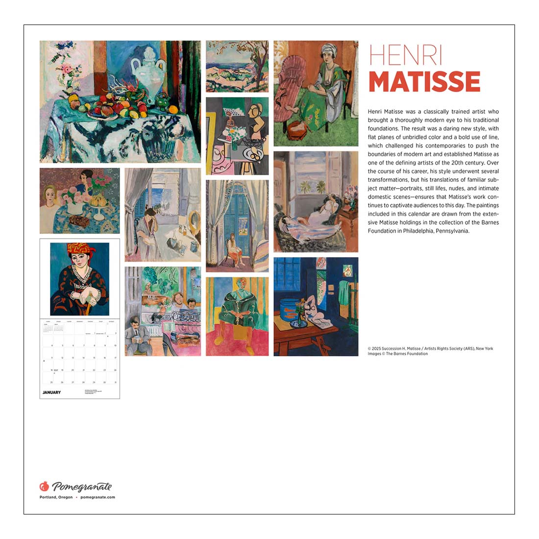 Henri Matisse 2026 Wall Calendar