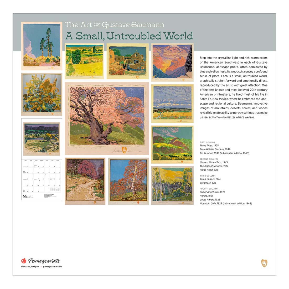 A Small, Untroubled World: The Art of Gustave Baumann 2026 Wall Calendar