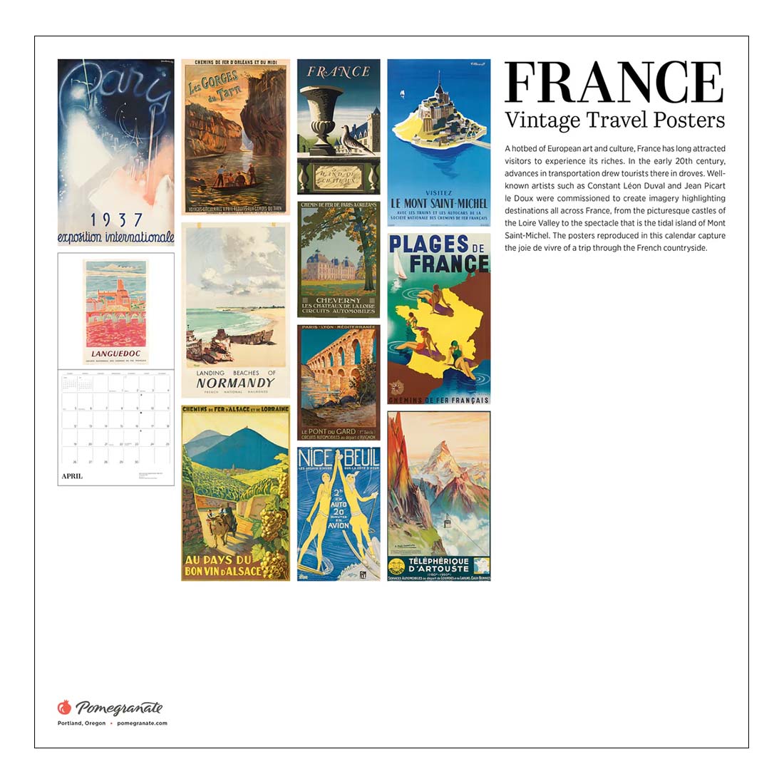 2026 calendar cover featuring a vintage-style illustration of a French scene with 'FRANCE' at the top.