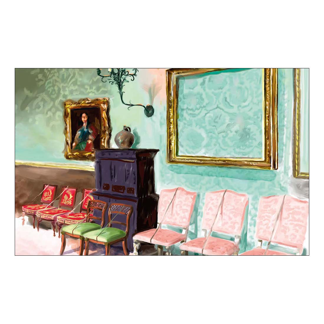 Box of 'The Most Fascinating Museums' postcards with a building illustration on a white background